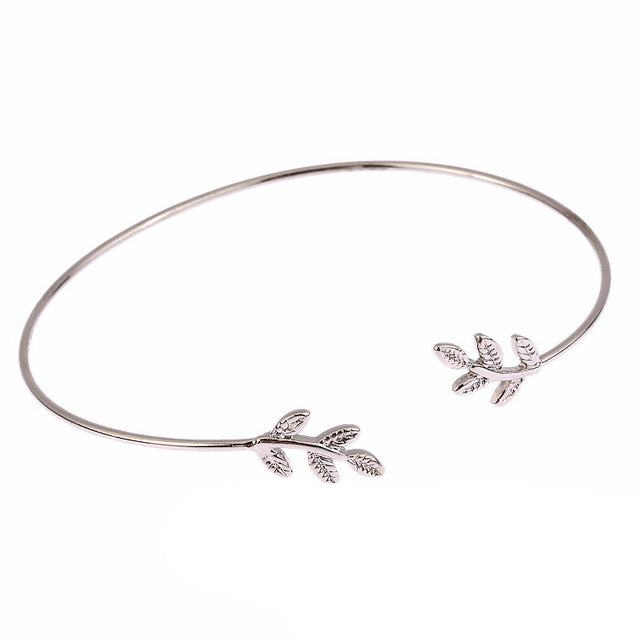 Adjustable Opening Leaf Bracelet Women Brand Jewelry Gifts Woman Bracelet And Bangles Silvery Bracelets Manchette Femme Trendy