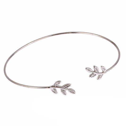 Adjustable Opening Leaf Bracelet Women Brand Jewelry Gifts Woman Bracelet And Bangles Silvery Bracelets Manchette Femme Trendy
