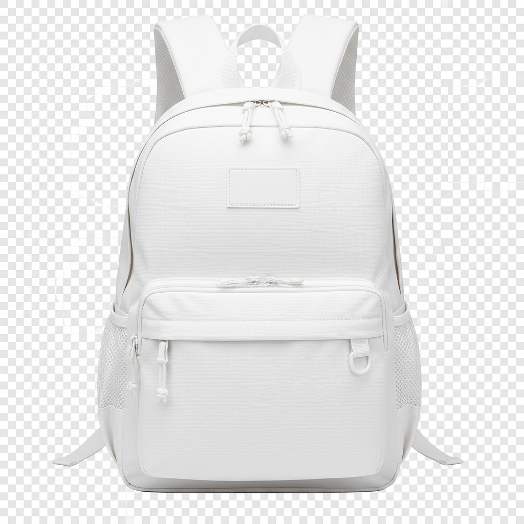 White Backpack on transparent background