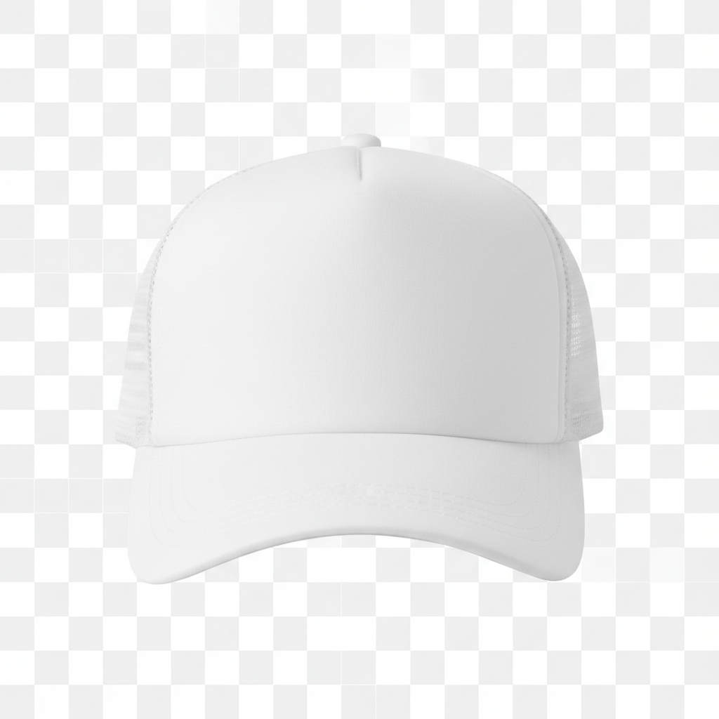 White Trucker Hat on transparent background