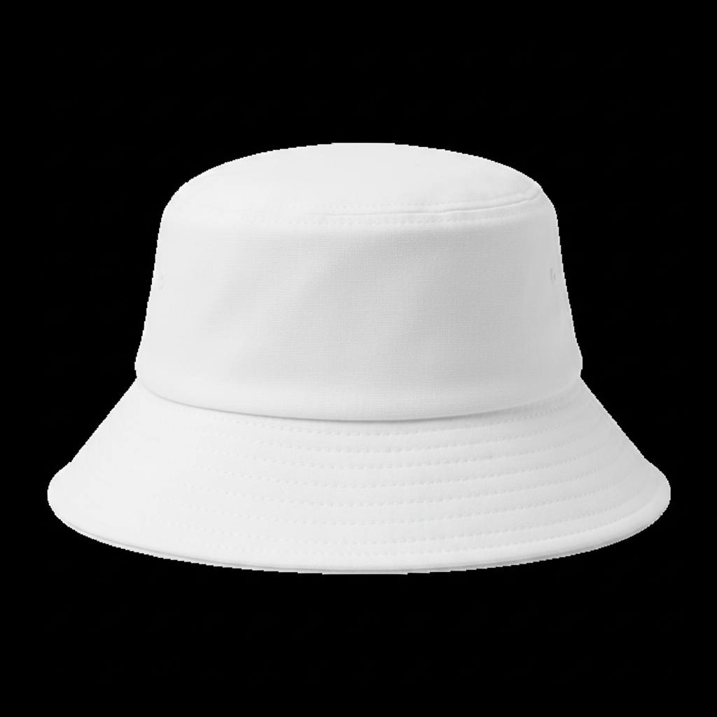 White Bucket Hat on transparent background