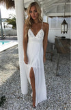 Boho Summer Dress Women Sexy Strappy Lace White Mini Dresses Female Ladies Beach V Neck Party Sundress Black Yellow Pink