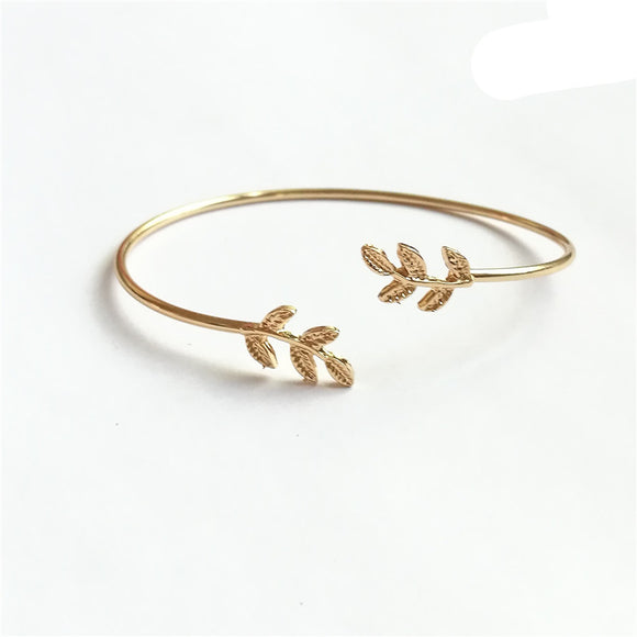 Adjustable Opening Leaf Bracelet Women Brand Jewelry Gifts Woman Bracelet And Bangles Silvery Bracelets Manchette Femme Trendy