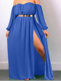 2020 summer new chiffon sexy nightclub Beach Off Shoulder Long backless Dresses High Split Female Maxi Dress vestidos