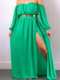 2020 summer new chiffon sexy nightclub Beach Off Shoulder Long backless Dresses High Split Female Maxi Dress vestidos