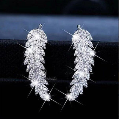 NPKDS 2 Style Elegant Birdie Ear Stud Earrings Rhinestone Dangle Long Tassels Earring for Women Hoop earrings Wedding Jewelry
