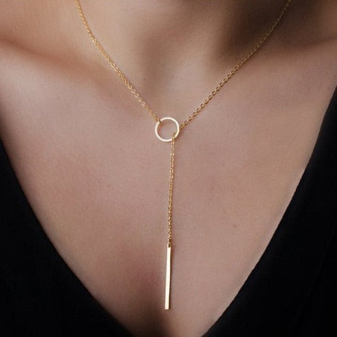 Fashion Simple Metal Circle Short Necklace with Metal Gold/silver Color for Women 2019 Round Necklace Women Jewelry Wholesale