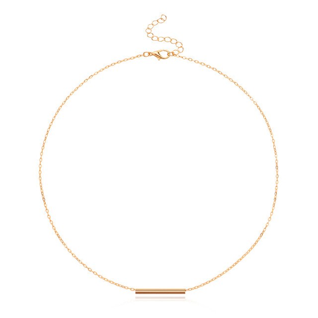 New Long Tube Pipe Choker Necklace Women Jewelry Gold Color Necklace Chocker Neck Fashion collier femme collar ras du cou XL169